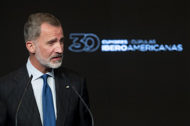 El Rey Felipe VI interviene en el acto conmemorativo del 30º aniversario de las Cumbres Iberoamericanas, en Casa de América