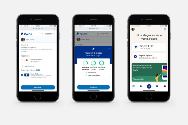 Pago en tres plazos de Paypal.