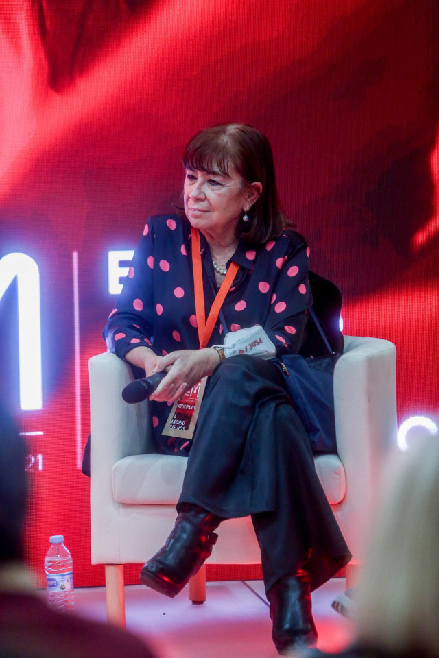 La presidenta del PSOE, Cristina Narbona, en el acto de clausura del Congreso del PSOE-M, a 13 de noviembre de 2021, en Madrid (España)
