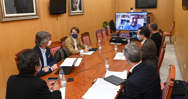 Un momento de la reunión de trabajo de los consejeros de Hacienda, en la que también participó el representante de Castilla y León a través de videoconferencia