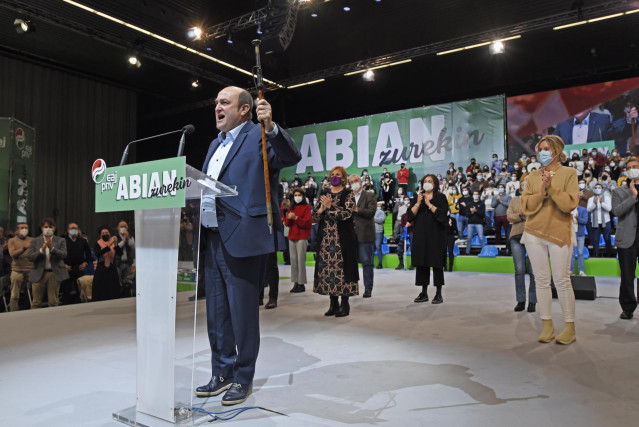 El presidente del EBB de EAJ-PNV, Andoni Ortuzar, en la VII Asamblea General del partido, en el BEC