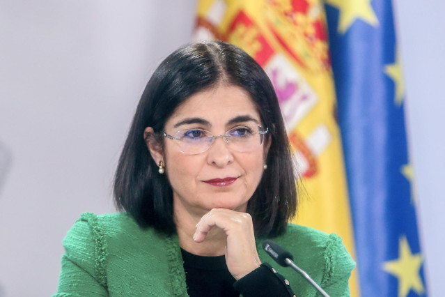 La ministra de Sanidad, Carolina Darias, durante una rueda de prensa tras la Conferencia Intersectorial de Medioambiente conjunta con el Consejo Interterritorial de Salud, a 24 de noviembre de 2021, en Madrid (España).