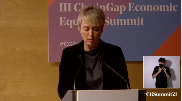 La secretaria de Estado de Digitalización e Inteligencia Artificial, Carme Artigas, en la clausura del tercer foro sobre igualdad económica organizado por ClosingGap, que se ha celebrado este lunes 29 de noviembre de 2021.