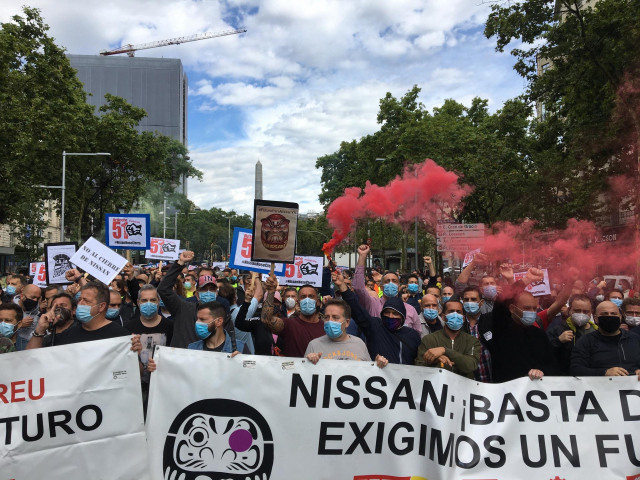 Archivo - Concentración de trabajadores de Nissan