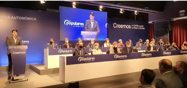 Un momento de la intervención del presidente de la Junta, Alfonso Fernández Mañueco.