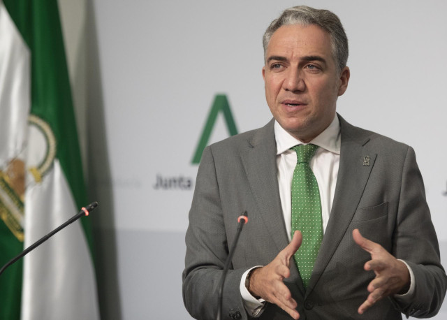 El consejero de Presidencia y portavoz del Gobierno andaluz, Elías Bendodo, este martes en la rueda de prensa tras la reunión semanal del Consejo de Gobierno de la Junta.