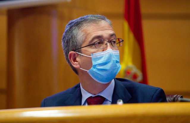 El gobernador del Banco de España, Pablo Hernández de Cos, comparece ante la Comisión de Presupuestos del Senado, a 30 de noviembre de 2021, en Madrid (España).