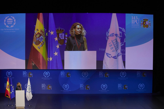 La presidenta del Congreso, Meritxell Batet, interviene en la inauguración de la 143ª Asamblea de la Unión Interparlamentaria.