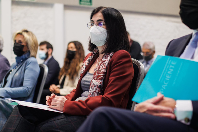 La ministra de Sanidad, Carolina Darias, en el acto de entrega de los Premios Tecnología y Salud 2021, en el Hotel Petit Palace Savoy, a 29 de noviembre de 2021, en Madrid (España).