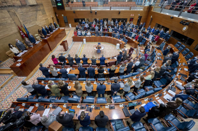 Vista general del hemiciclo en un pleno de la Asamblea de Madrid, a 2 de diciembre de 2021, en Madrid