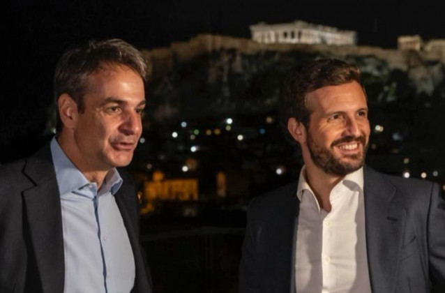 El Presidente Del Partido Popular, Pablo Casado, Se Ha Reunido Este Jueves Con El Primer Ministro De Grecia, Kyriakos Mitsotakis, Líder También De Nueva Democracia
