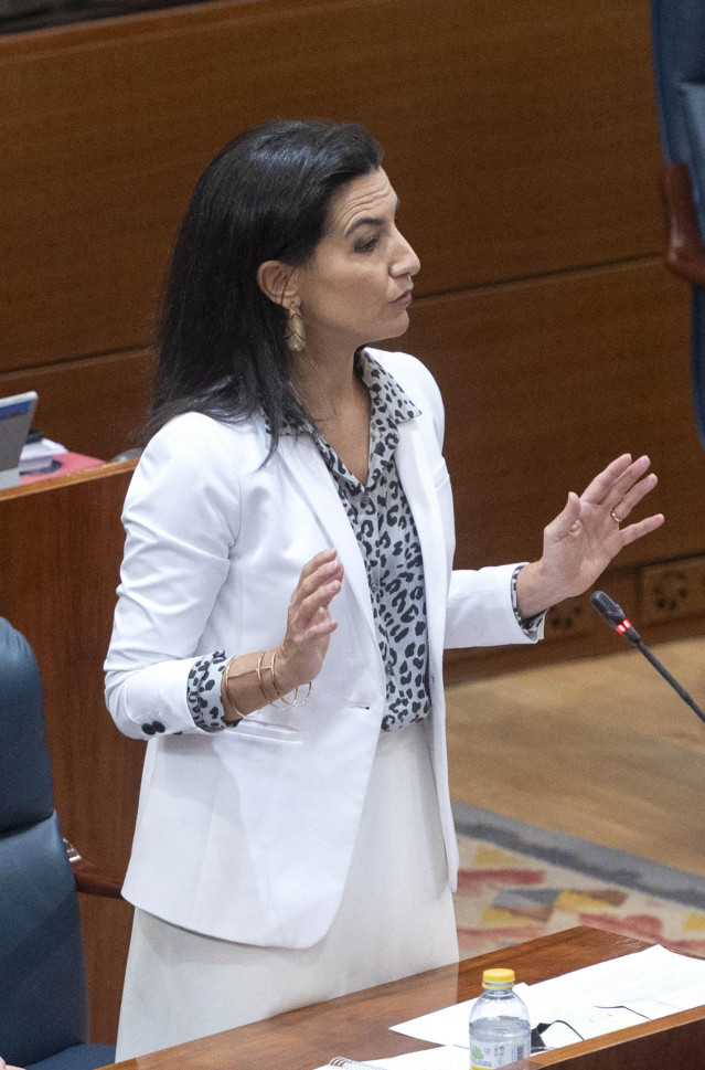 La portavoz de Vox, Rocío Monasterio, en un pleno de la Asamblea de Madrid