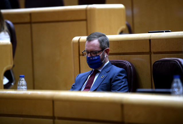 Archivo - El portavoz del PP en el Senado, Javier Maroto, interviene en un pleno en la Cámara Baja, en Madrid (España), a 9 de septiembre de 2020. Esta sesión es la continuación de la del día anterior, en la que se produjo la comparecencia del presidente