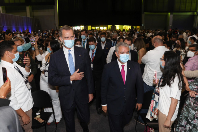 El Rey Felipe VI y el presidente de Colombia, Iván Duque, en el World Law Congress