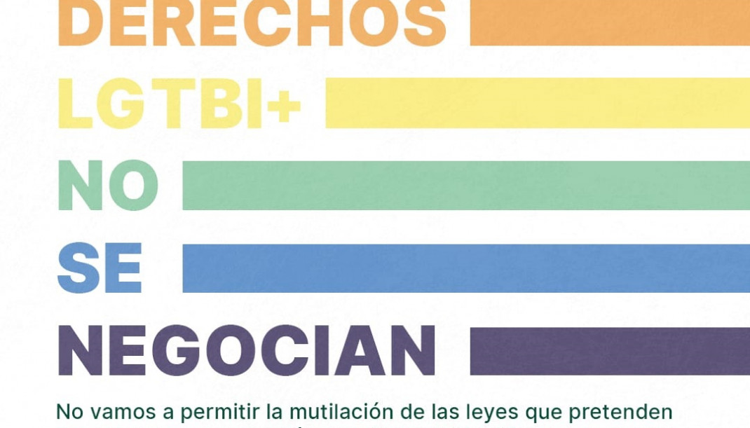 Cartel de Más Madrid bajo el lema 'Los derechos LGTBI+ no se negocian'.