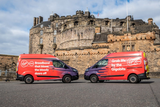 Furgonetas de Virgin Media O2 en Edimburgo