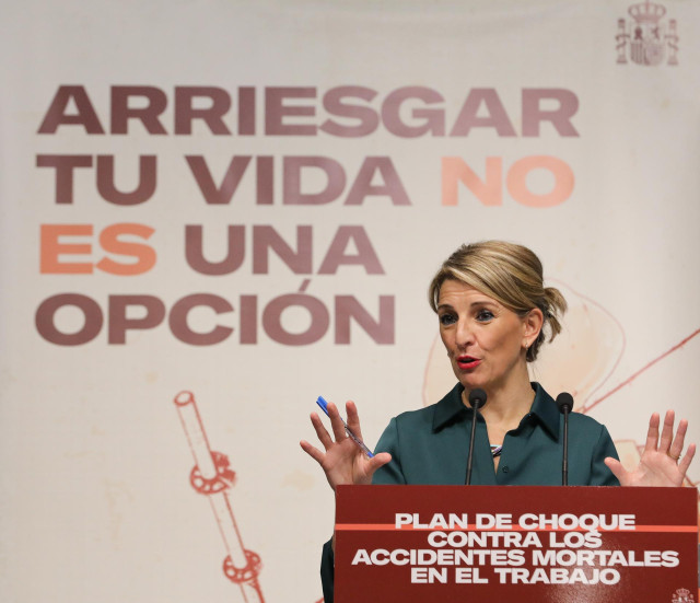 La vicepresidenta segunda del Gobierno y ministra de Trabajo y Economía Social, Yolanda Díaz, en la presentación del 