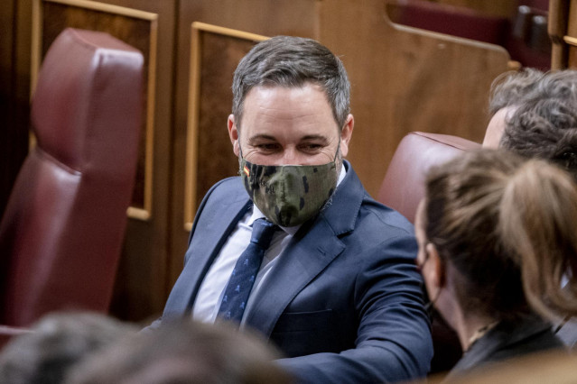 El líder de Vox, Santiago Abascal en una sesión plenaria, en el Congreso de los Diputados