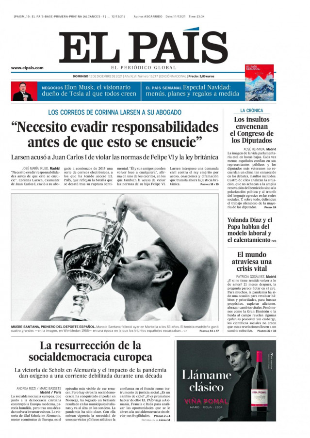 Portada de El País.