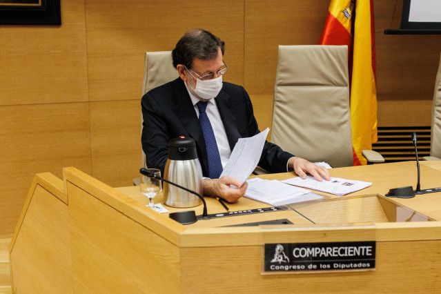 El expresidente del Gobierno, Mariano Rajoy, al inicio de su comparecencia en la comisión que investiga la operación ‘Kitchen’, en el Congreso de los Diputados, a 13 de diciembre de 2021, en Madrid (España).