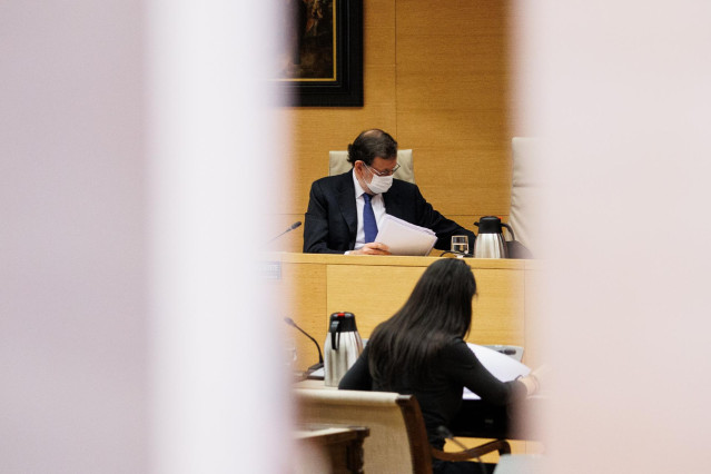 El expresidente del Gobierno, Mariano Rajoy, al inicio de su comparecencia en la comisión que investiga la operación ‘Kitchen’, en el Congreso de los Diputados, a 13 de diciembre de 2021, en Madrid (España).