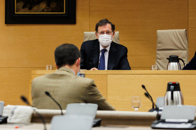 El expresidente del Gobierno Mariano Rajoy al inicio de su comparecencia en la comisión que investiga la operación ‘Kitchen’.
