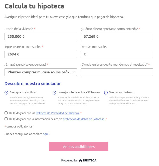 Interfaz de la 'app' de Fotocasa
