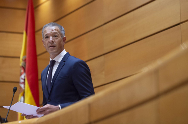 Archivo - Ander Gil, hasta ahora senador del PSOE, pronuncia un discurso tras ser elegido nuevo presidente del Senado, durante una sesión plenaria en la Cámara Alta, a 12 de julio de 2021, en Madrid (España).