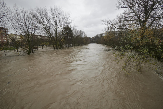 Crecida del río Arga en Pamplona