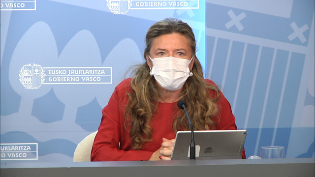 La consejera de Salud, Gotzone Sagardui, en la rueda de prensa posterior al Consejo de Gobierno