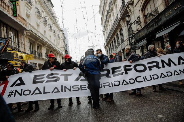 Protesta en Madrid de policías contra la reforma de la conocida como 'ley mordaza'