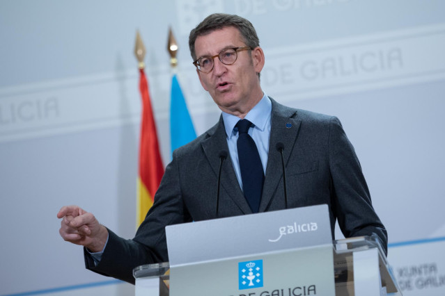 El presidente de la Xunta, Alberto Núñez Feijóo, en la rueda de prensa tras el Consello da Xunta (imagen de archivo)
