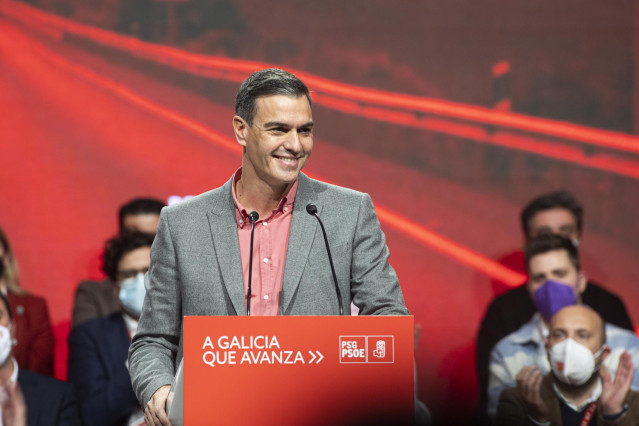 El secretario general del PSOE y presidente del Gobierno, Pedro Sánchez, en el reciente congreso del PSdeG