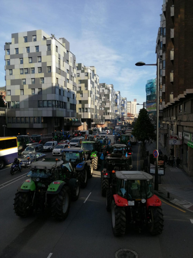 Imagen de la manifestación de Asturias Ganadera.