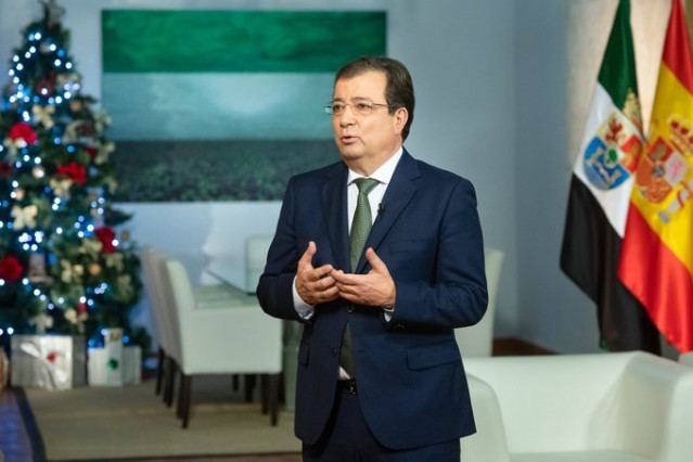 El presidente de la Junta de Extremadura, Guillermo Fernández Vara, en su Discurso de Fin de Año