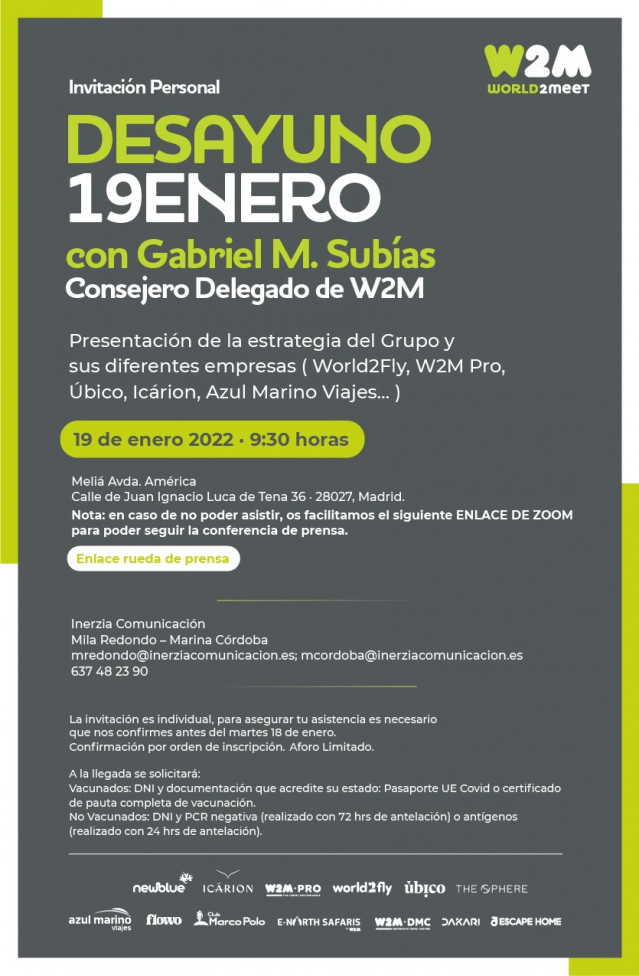 Cartel promocional de la rueda de prensa de World2meet