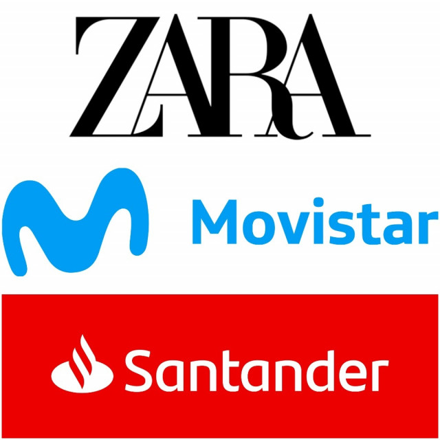 Montaje de Zara, Movistar y Santander, las marcas más valiosas españolas