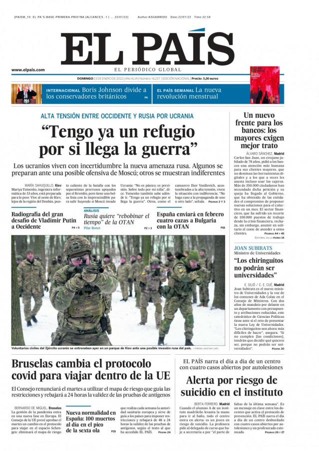 Portada de El País.