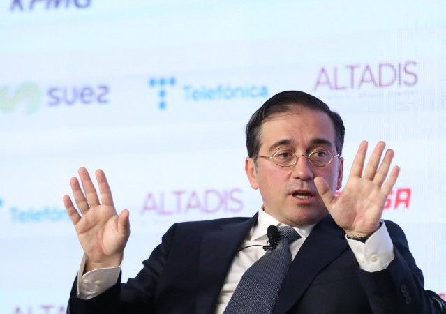 El ministro de Asuntos Exteriores, Unión Europea y Cooperación, José Manuel, interviene en un desayuno Informativo de Europa Press, en el Auditorio El Beatriz Madrid, a 21 de enero de 2022, en Madrid (España).