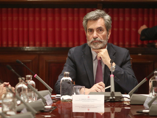 Archivo - El presidente del Consejo General del Poder Judicial, Carlos Lesmes, preside la reunión de coordinación del plan especial sobre juzgados especializados en cláusulas suelo en la sede del CGPJ, en Madrid (España), a 7 de noviembre de 2019.