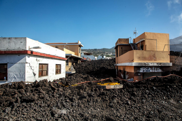 Viviendas afectadas en zona de exclusión de La Laguna tras la erupción del volcán de Cumbre Vieja