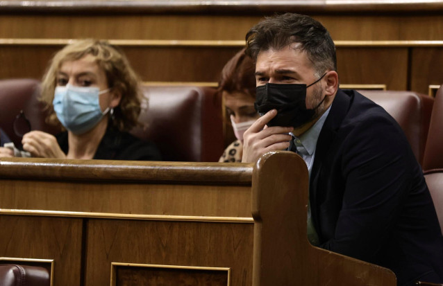 El portavoz de ERC en el Congreso, Gabriel Rufián, en una sesión plenaria en el Congreso