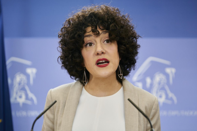 Archivo - La portavoz de En Comú Podem en el Congreso, Aina Vidal, en una rueda de prensa anterior a una Junta de Portavoces en el Congreso de los Diputados, a 21 de diciembre de 2021, en Madrid, (España).