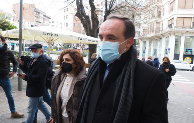 El presidente de UPN, Javier Esparza, llega a la sede del partido para asistir al Comité Ejecutivo