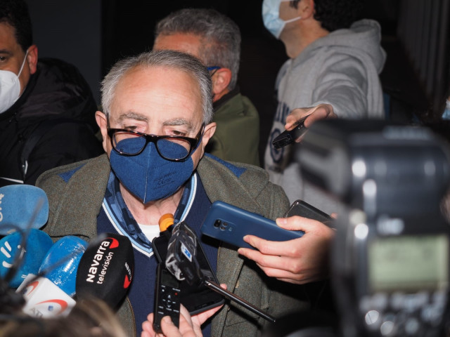 El expresidente de UPN, Miguel Sanz, a su llegada al Consejo Político del partido