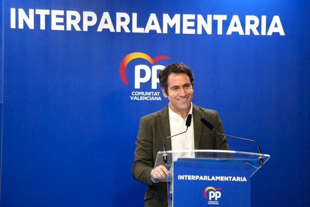 El secretario general del PP, Teodoro García Egea, durante la Interparlamentaria del PPCV este sábado en València