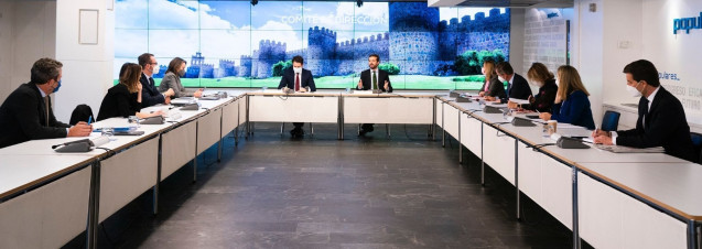 El presidente del PP, Pablo Casado, preside la primera reunión del comité de dirección del PP del año 2022. En Madrid, a 12 de enero de 2022.