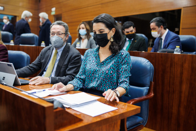 Archivo - La portavoz de Vox, Rocío Monasterio, en una sesión plenaria en la Asamblea de Madrid, a 9 de diciembre de 2021, en Madrid, (España). Durante el pleno se ha aprobado la mayor bajada del IRPF de la región, que reducirá 0,5 puntos cada uno de los