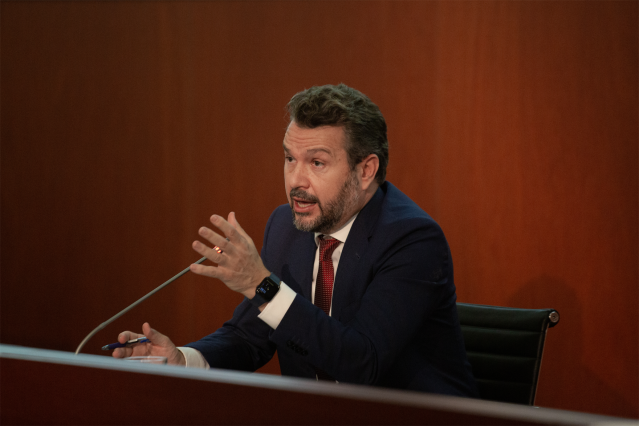 Archivo - El presidente de la Comisión Nacional del Mercado de Valores (CNMV), Rodrigo Buenaventura, interviene en la inauguración telemática de la nueva delegación de la Comisión Nacional del Mercado de Valores (CMNV), a 28 de septiembre de 2021, en Barc