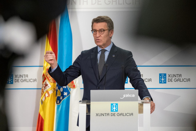 Feijóo, en la rueda de prensa posterio al Consello.